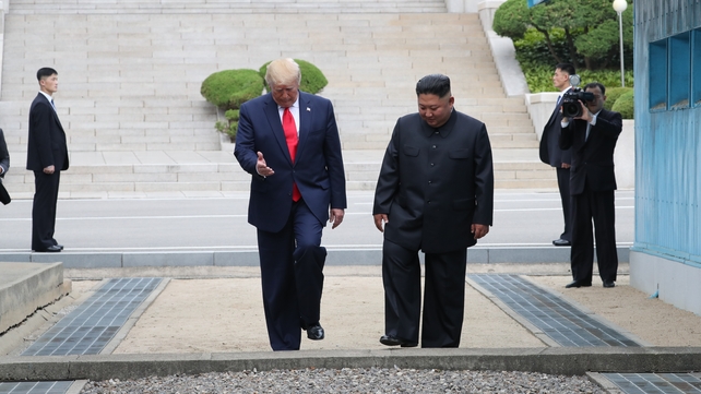 Donald Trump and Kim Jong-un step back over the border into the Demilitarised Zone South Korea